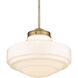 Ingalls 1 Light 16 inch Modern Brass Pendant Ceiling Light in Vintage Milk Glass, Large